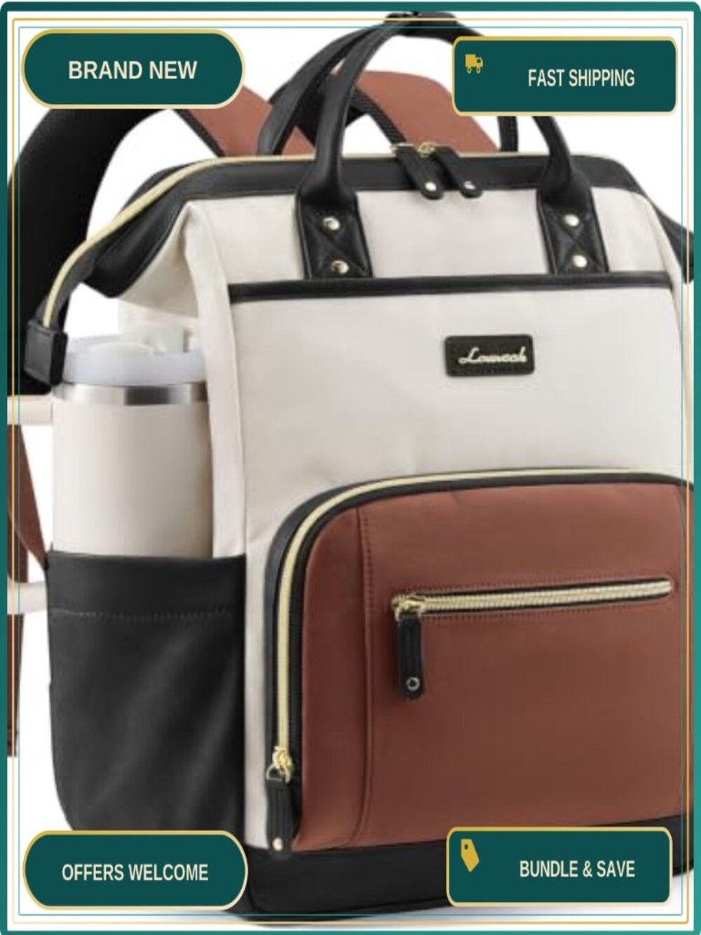 LOVEVOOK 15.6" Laptop Backpack Waterproof Travel Work Bag
